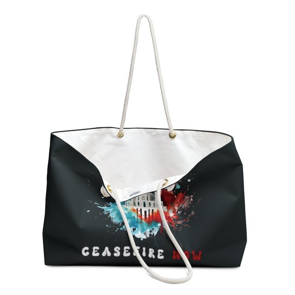 CEASEFIRE NOW Palestine Bag I Stand with Gaza Palestine Black Weekender Bag - Picture 3 of 5